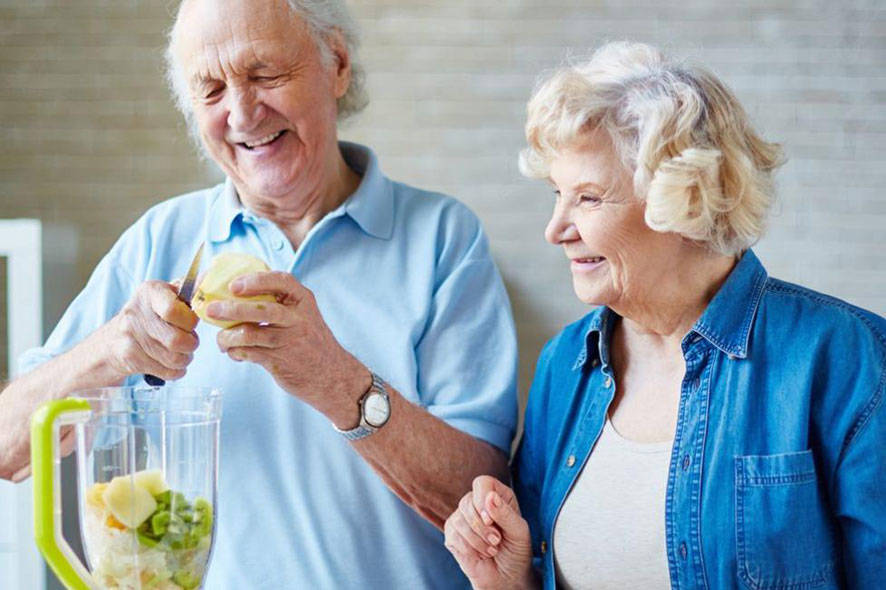 senior couple in kitchen