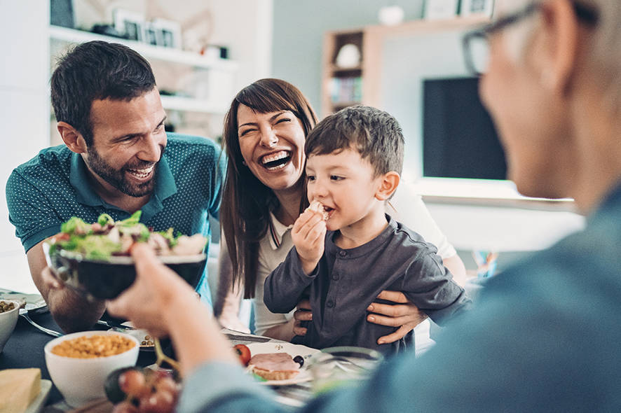 Family eating dinner